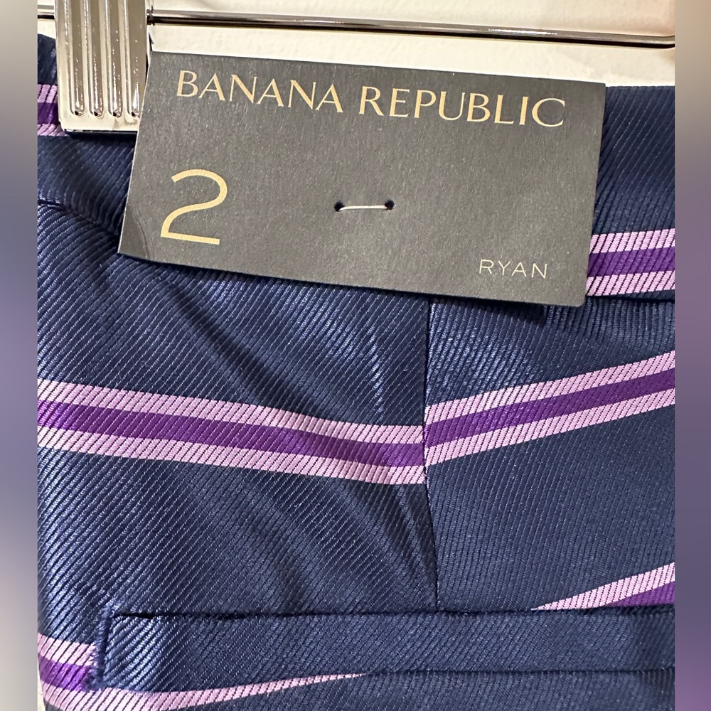 Banana Republic, Ryan purple and blue silky trousers, size 2